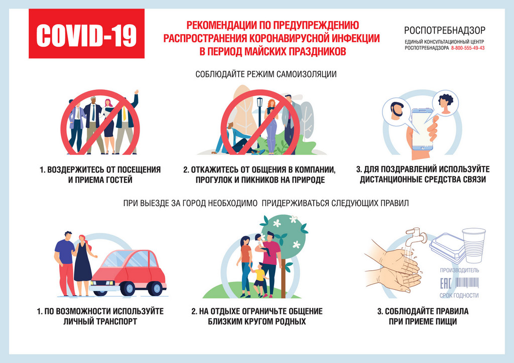 Рекомендации для населения по профилактике новой коронавирусной инфекции (COVID-19) в период майских праздников